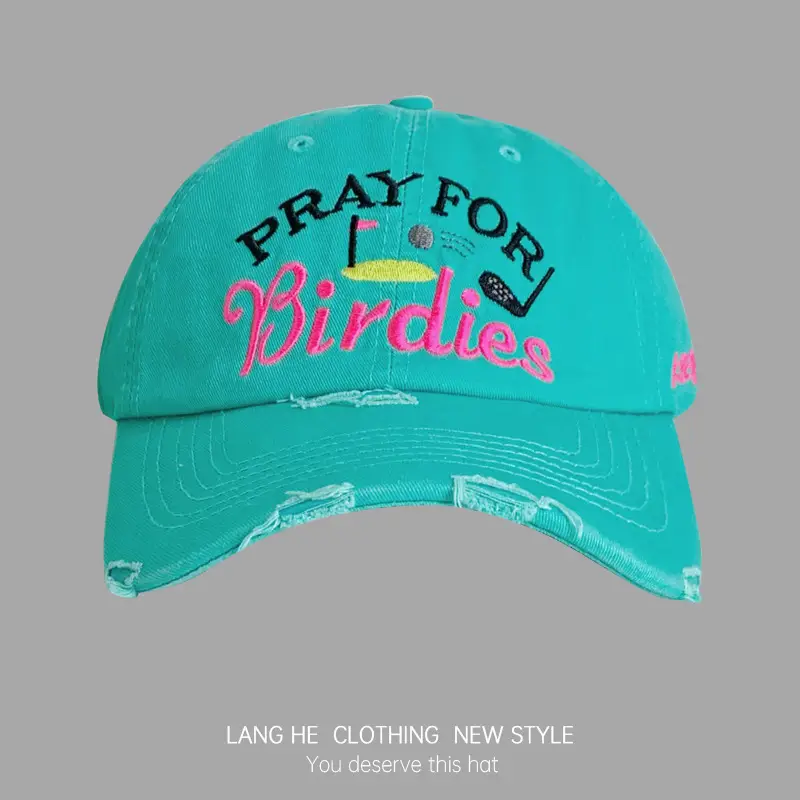 Pray For Birds Teal Ripped Cap - Image 2