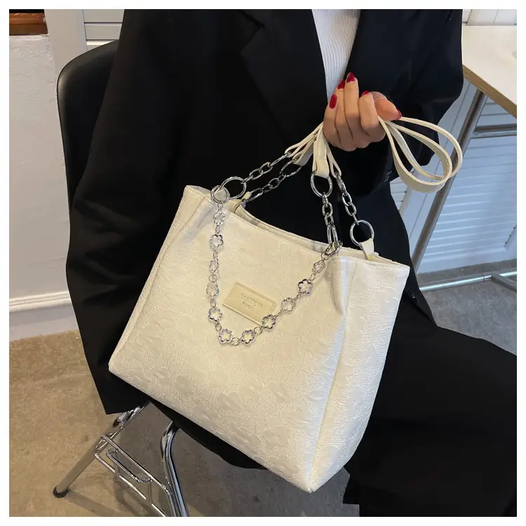 White Chain Shoulder Bag for Women Large Capacity Tote — feature 10