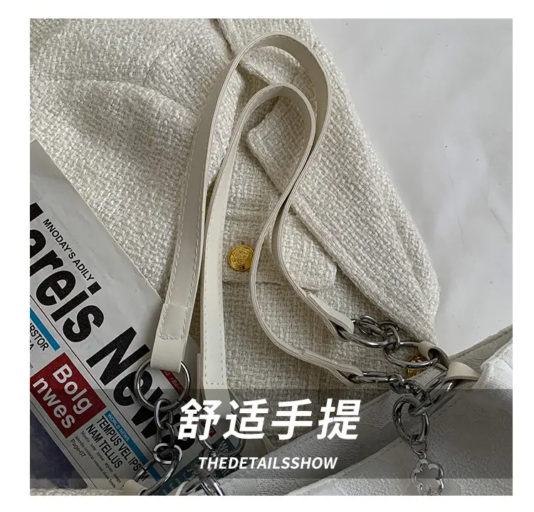White Chain Shoulder Bag for Women Large Capacity Tote — feature 5