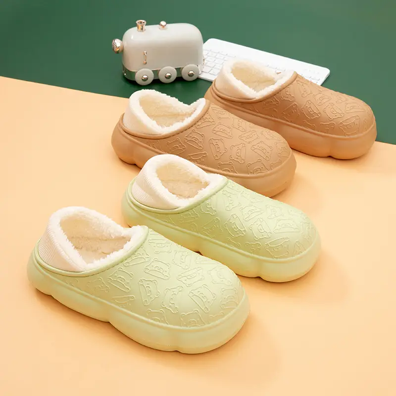 Autumn and winter home bag heel waterproof cotton slippers women's winter indoor and outdoor wear non-slip fleece-lined warm cute moon shoes