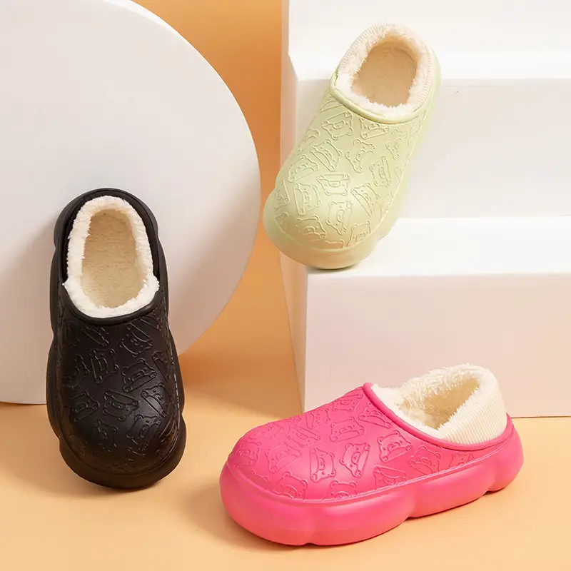 Autumn and winter home bag heel waterproof cotton slippers women's winter indoor and outdoor wear non-slip fleece-lined warm cute moon shoes