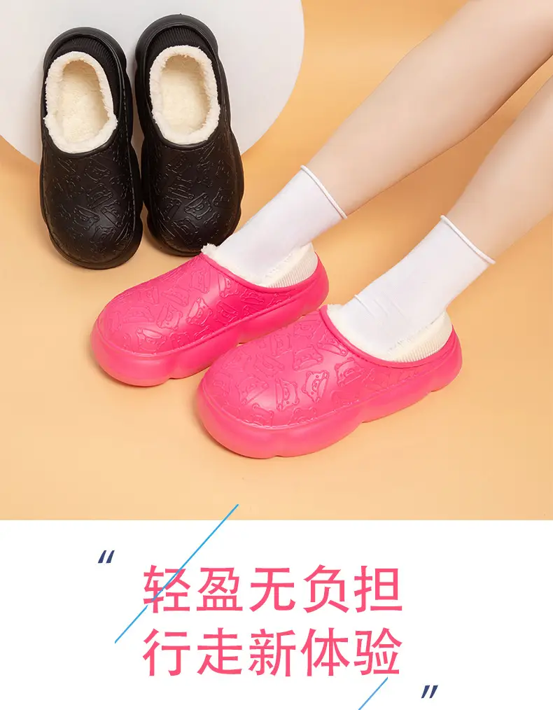 Autumn and winter home bag heel waterproof cotton slippers women's winter indoor and outdoor wear non-slip fleece-lined warm cute moon shoes — feature 1