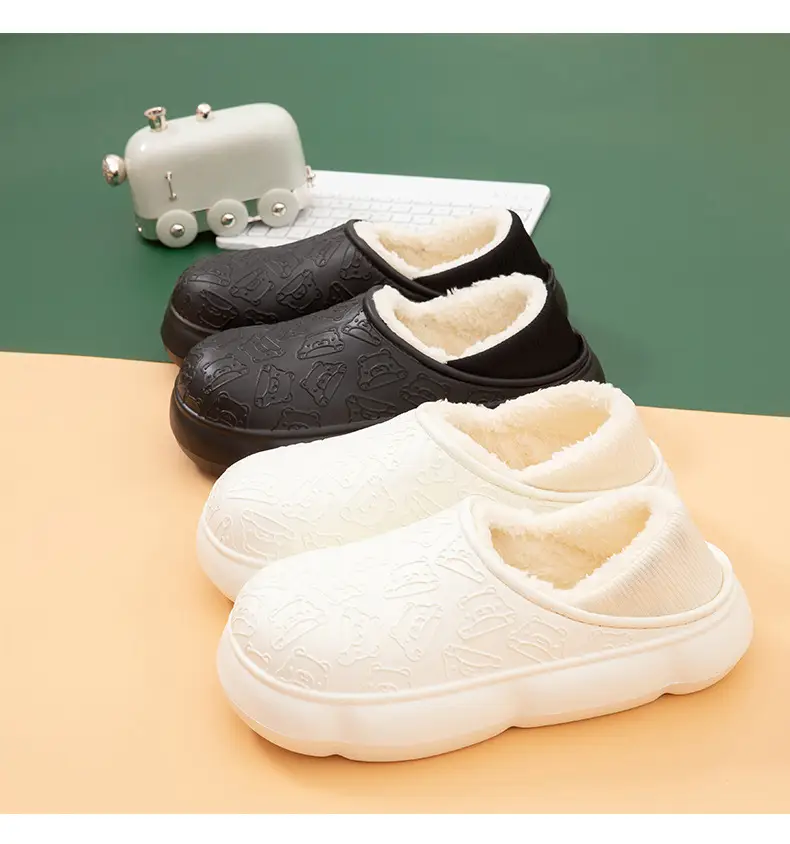 Autumn and winter home bag heel waterproof cotton slippers women's winter indoor and outdoor wear non-slip fleece-lined warm cute moon shoes — feature 13