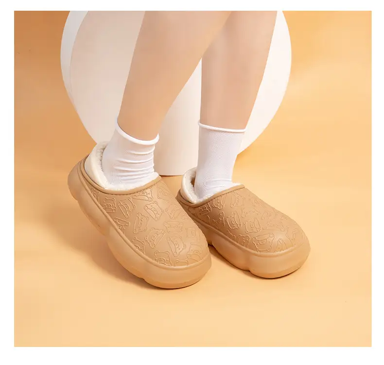 Autumn and winter home bag heel waterproof cotton slippers women's winter indoor and outdoor wear non-slip fleece-lined warm cute moon shoes — feature 14
