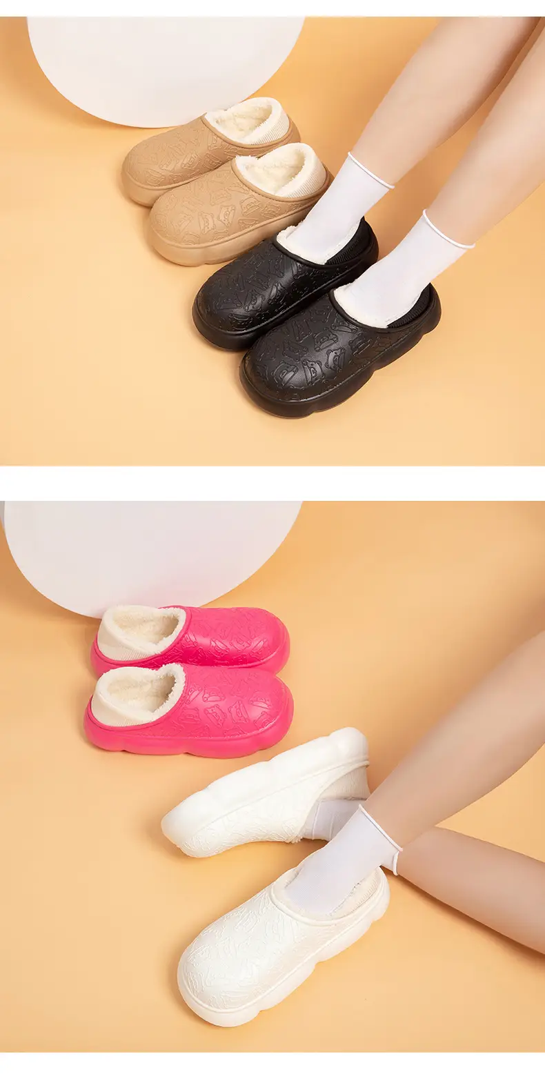 Autumn and winter home bag heel waterproof cotton slippers women's winter indoor and outdoor wear non-slip fleece-lined warm cute moon shoes — feature 15