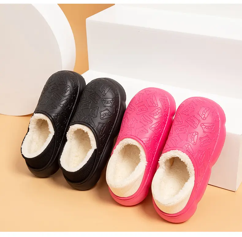 Autumn and winter home bag heel waterproof cotton slippers women's winter indoor and outdoor wear non-slip fleece-lined warm cute moon shoes — feature 16