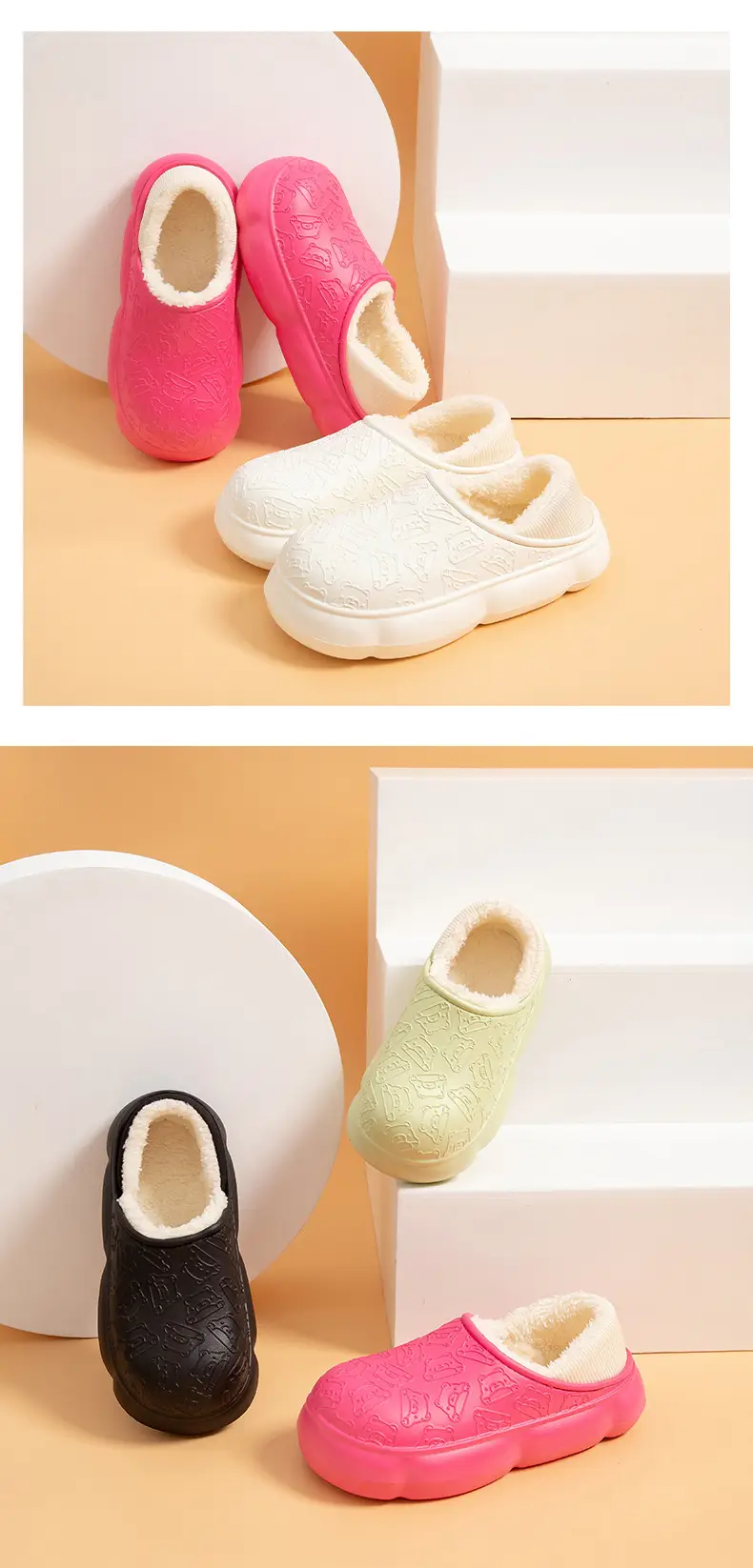 Autumn and winter home bag heel waterproof cotton slippers women's winter indoor and outdoor wear non-slip fleece-lined warm cute moon shoes — feature 17