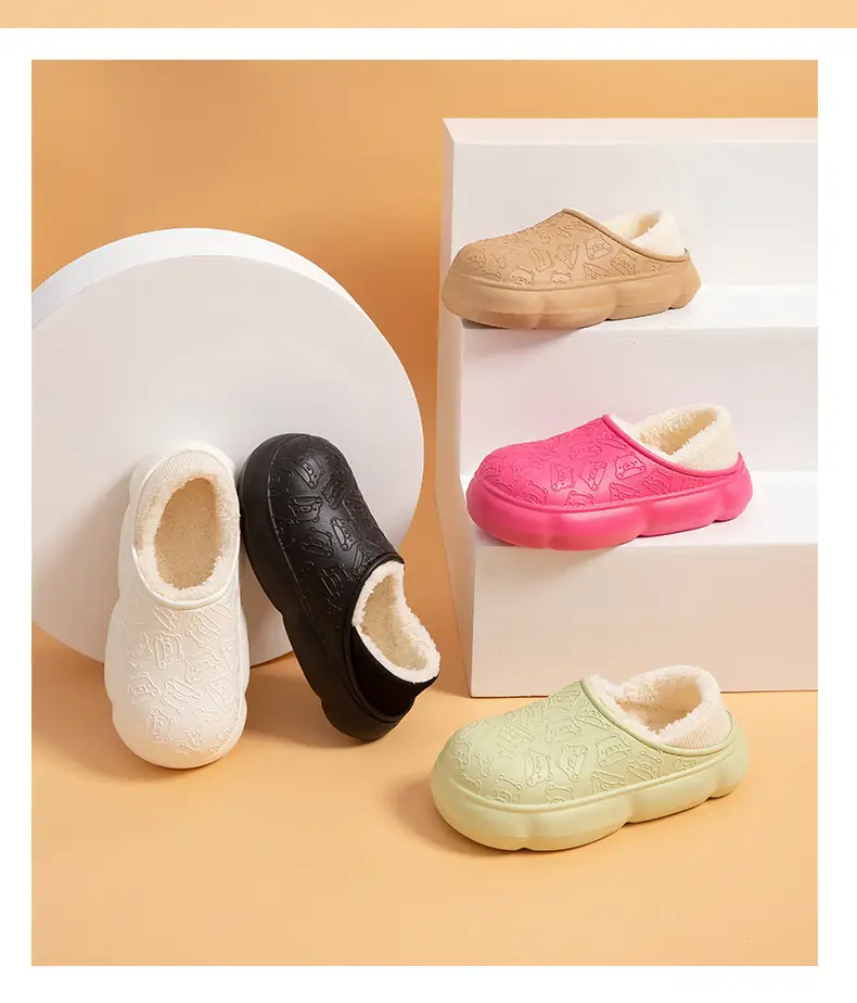 Autumn and winter home bag heel waterproof cotton slippers women's winter indoor and outdoor wear non-slip fleece-lined warm cute moon shoes — feature 18