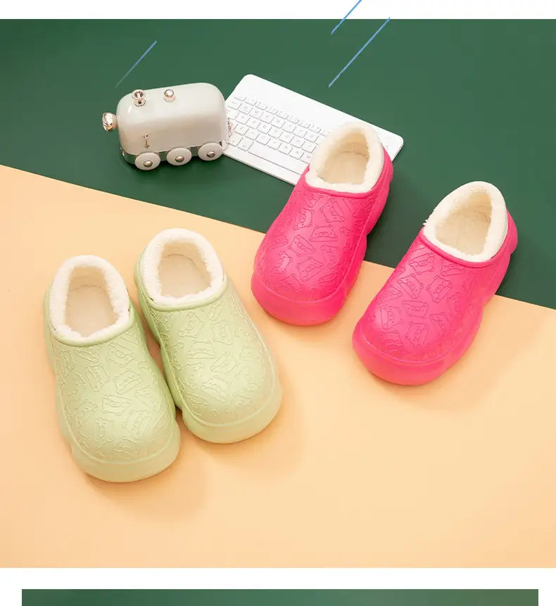 Autumn and winter home bag heel waterproof cotton slippers women's winter indoor and outdoor wear non-slip fleece-lined warm cute moon shoes — feature 2