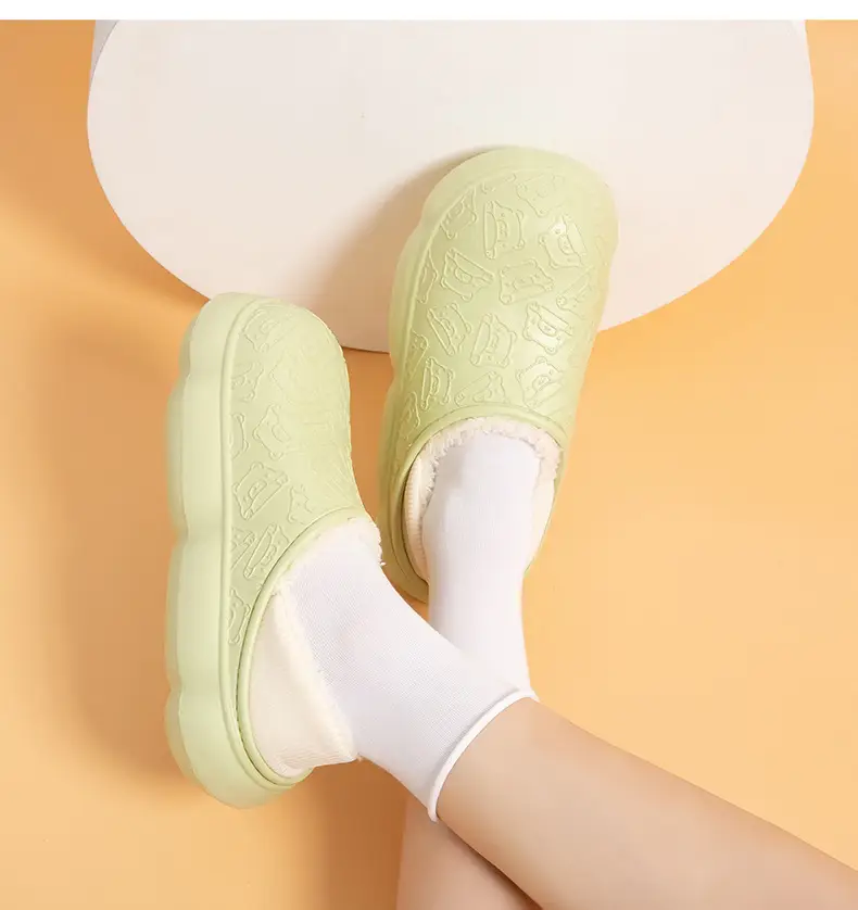 Autumn and winter home bag heel waterproof cotton slippers women's winter indoor and outdoor wear non-slip fleece-lined warm cute moon shoes — feature 23