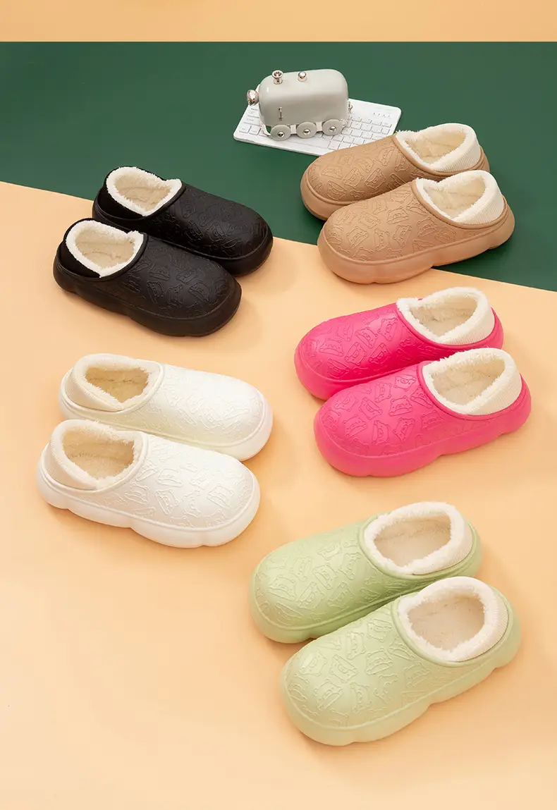 Autumn and winter home bag heel waterproof cotton slippers women's winter indoor and outdoor wear non-slip fleece-lined warm cute moon shoes — feature 9