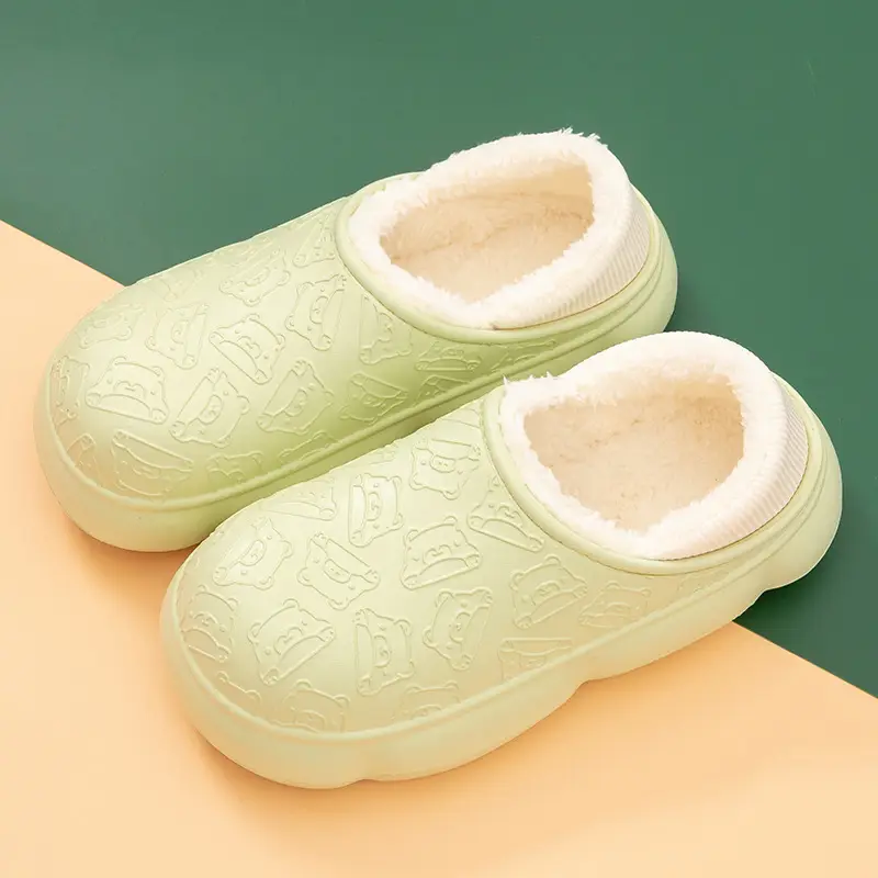 Autumn and winter home bag heel waterproof cotton slippers women's winter indoor and outdoor wear non-slip fleece-lined warm cute moon shoes