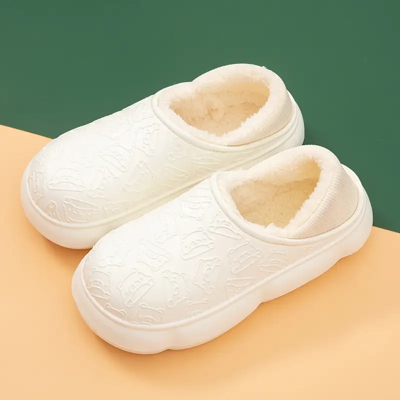 Autumn and winter home bag heel waterproof cotton slippers women's winter indoor and outdoor wear non-slip fleece-lined warm cute moon shoes