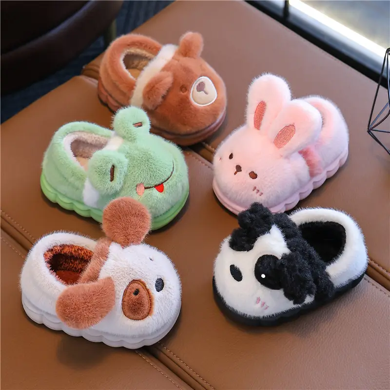 Children's Cotton Slippers Winter Warm Thickened Boys and Girls Children Indoor and Outdoor Mao Mao Shoes Home Baby Bag with Cotton Shoes