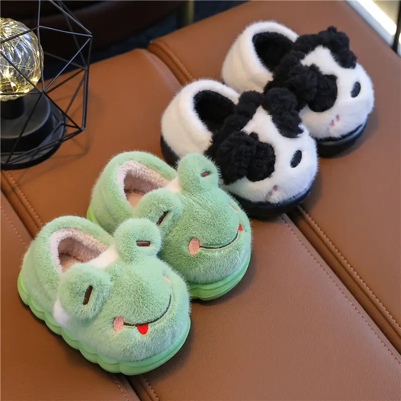 Children's Cotton Slippers Winter Warm Thickened Boys and Girls Children Indoor and Outdoor Mao Mao Shoes Home Baby Bag with Cotton Shoes