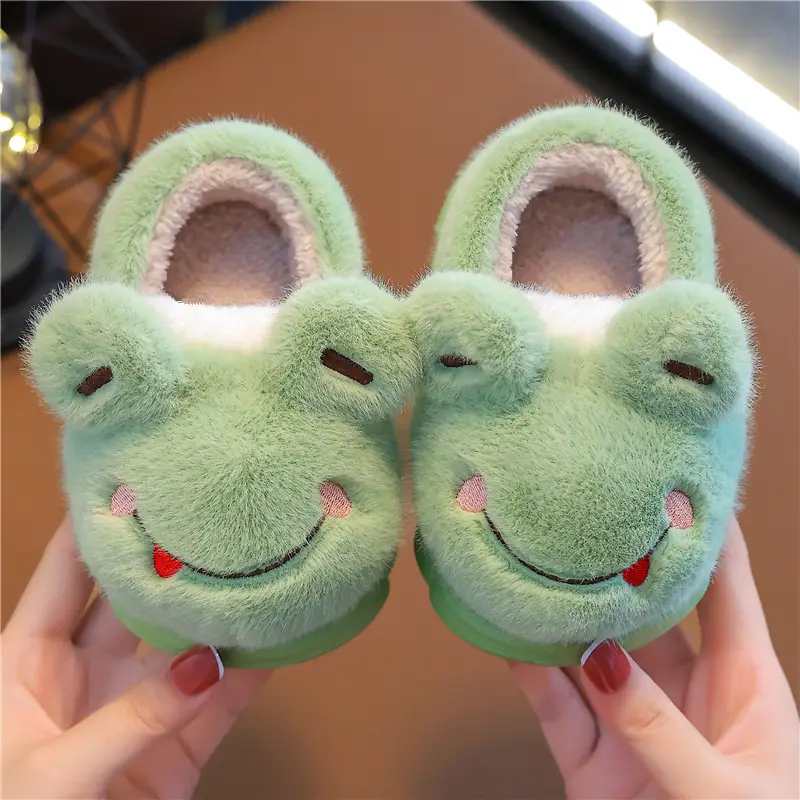 Children's Cotton Slippers Winter Warm Thickened Boys and Girls Children Indoor and Outdoor Mao Mao Shoes Home Baby Bag with Cotton Shoes