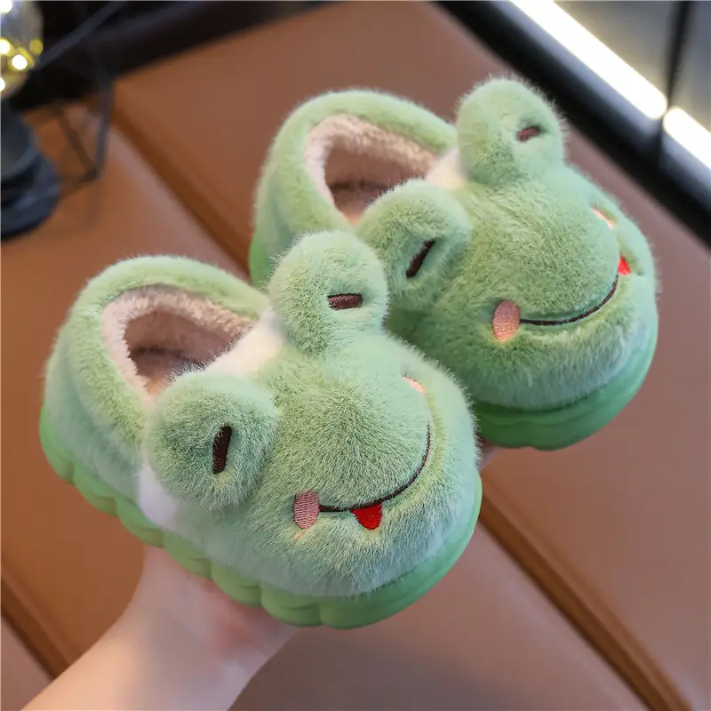Children's Cotton Slippers Winter Warm Thickened Boys and Girls Children Indoor and Outdoor Mao Mao Shoes Home Baby Bag with Cotton Shoes