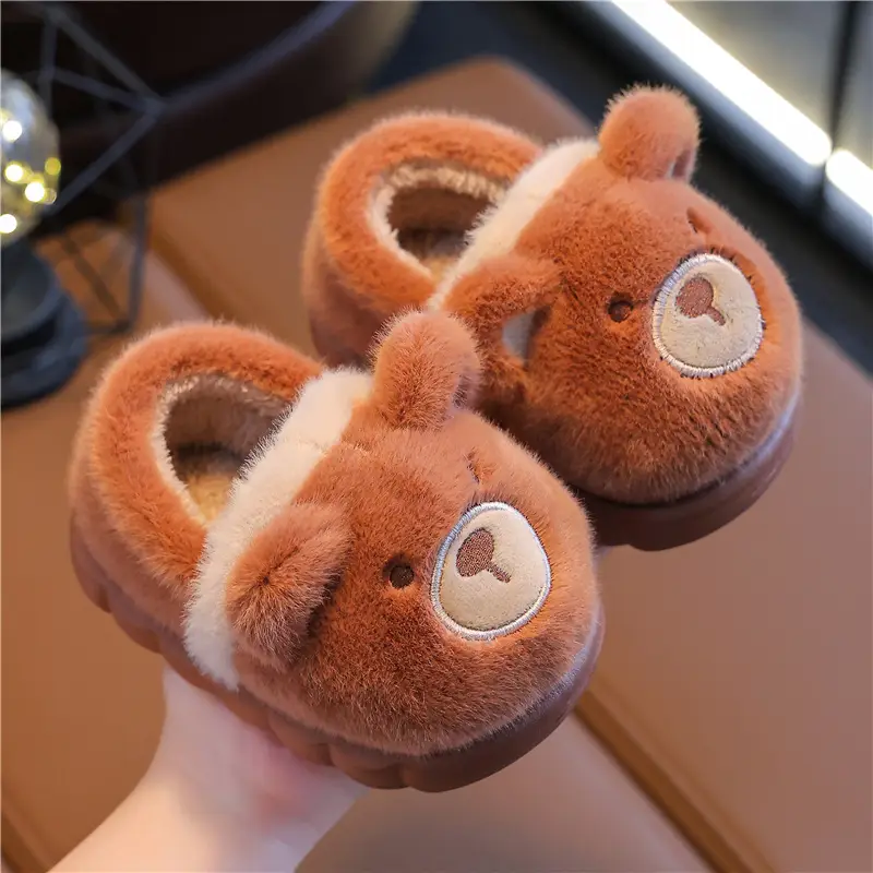 Children's Cotton Slippers Winter Warm Thickened Boys and Girls Children Indoor and Outdoor Mao Mao Shoes Home Baby Bag with Cotton Shoes