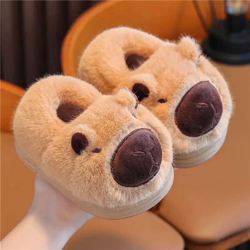 Children's Cotton Slippers Winter Warm Thickened Boys and Girls Children Indoor and Outdoor Mao Mao Shoes Home Baby Bag with Cotton Shoes