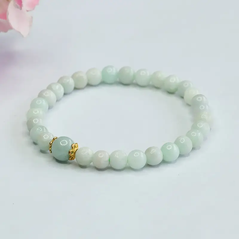 Guan Yu Jadeite Bracelet Round Beads Green - Image 3