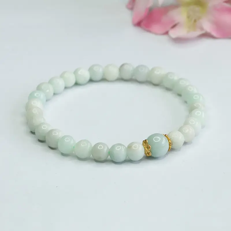 Guan Yu Jadeite Bracelet Round Beads Green - Image 4