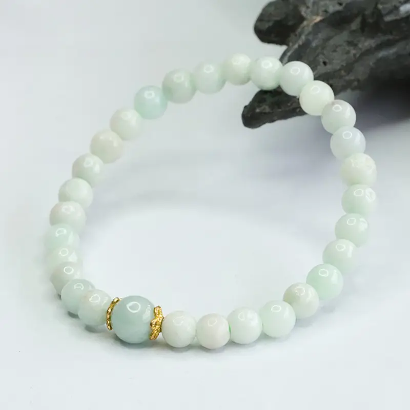 Guan Yu Jadeite Bracelet Round Beads Green - Image 5