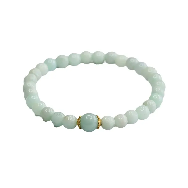 Guan Yu Jadeite Bracelet Round Beads Green - Image 6