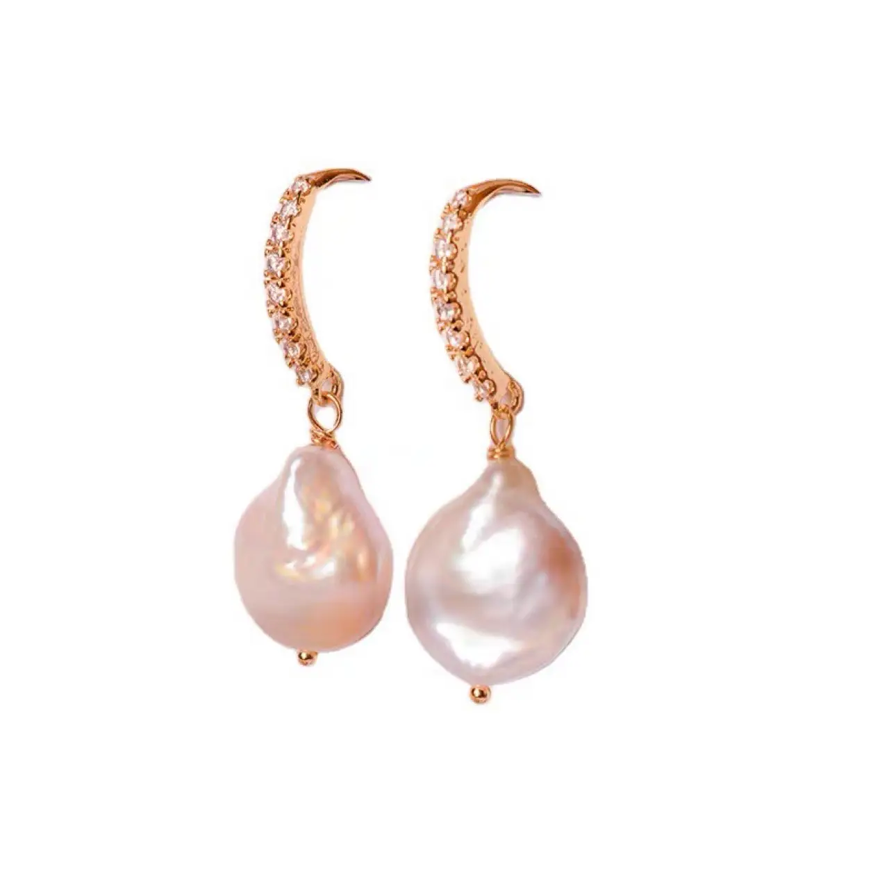 14K Gold Pearl Earrings Set for Women
