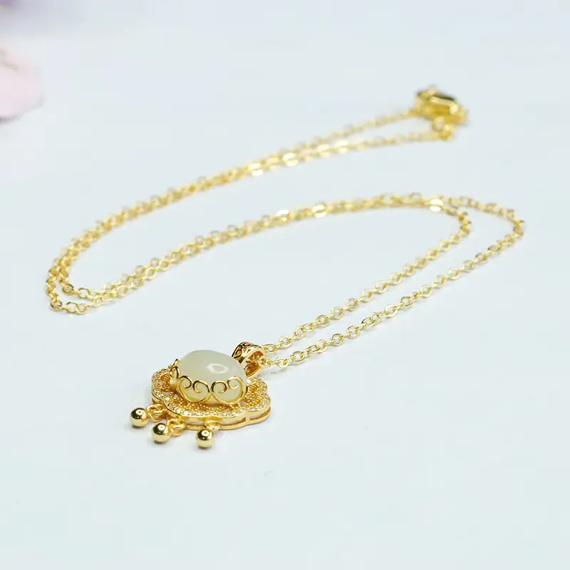 Guan Yu Pendant with Hetian Jade & Ruyi Lock Necklace for Women - Image 5