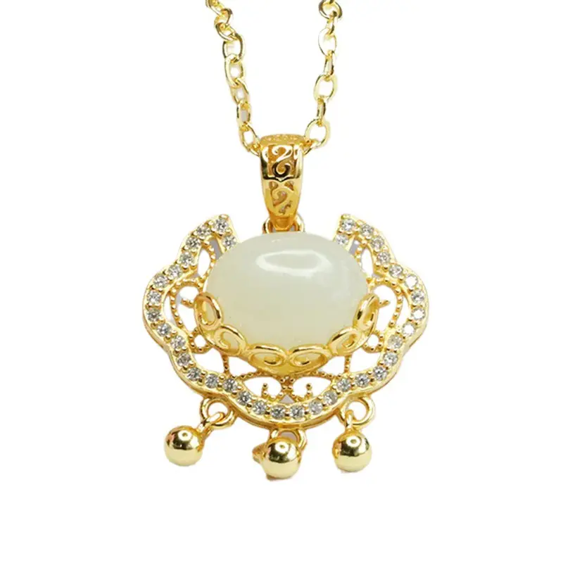 Guan Yu Pendant with Hetian Jade & Ruyi Lock Necklace for Women - Image 6