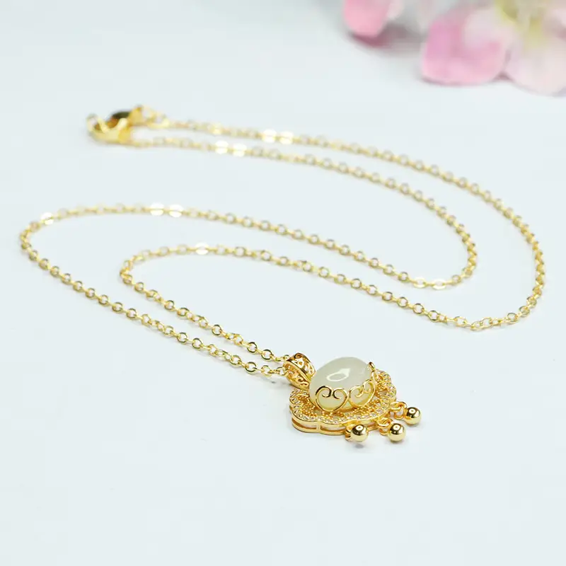 Guan Yu Pendant with Hetian Jade & Ruyi Lock Necklace for Women — feature 12