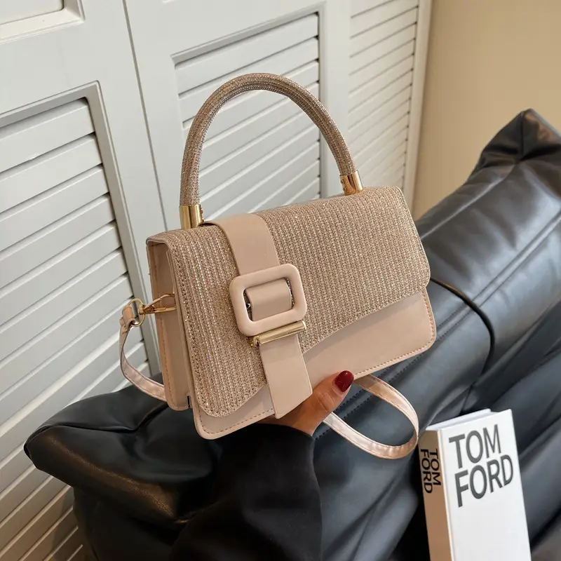 Pink Leather Stone Pattern Shoulder Bag for Women - Image 8