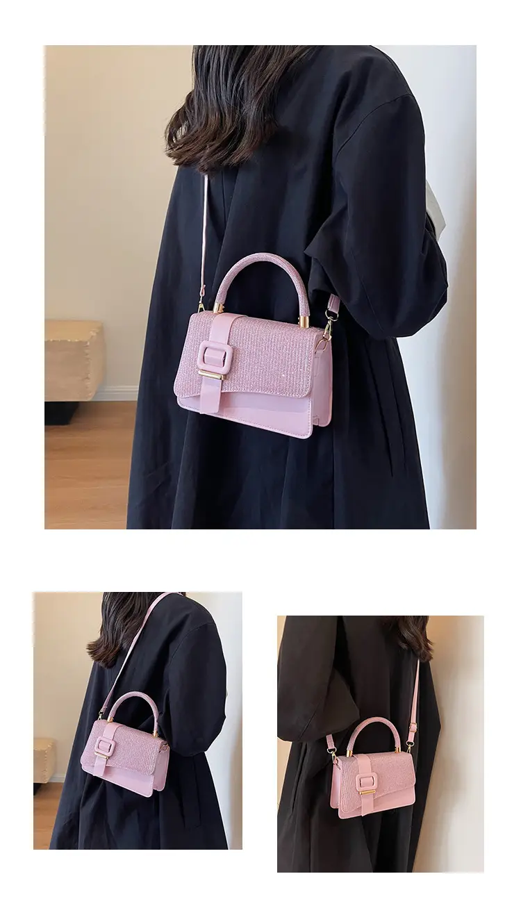 Pink Leather Stone Pattern Shoulder Bag for Women — feature 10