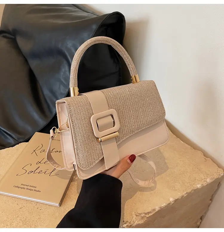 Pink Leather Stone Pattern Shoulder Bag for Women — feature 19