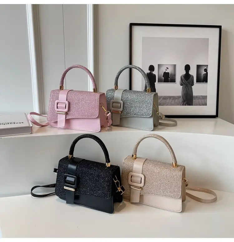 Pink Leather Stone Pattern Shoulder Bag for Women — feature 21