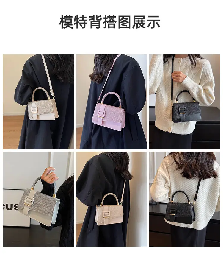 Pink Leather Stone Pattern Shoulder Bag for Women — feature 8