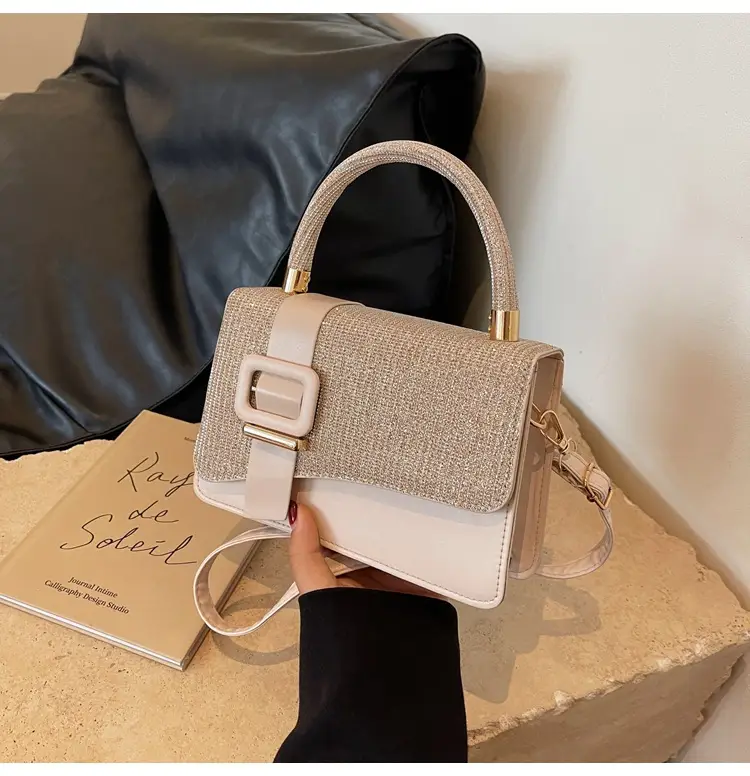 Pink Leather Stone Pattern Shoulder Bag for Women - Image 3