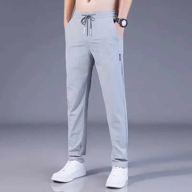 Men Fleece Lined Straight Pants Plus Size Grey - Image 2