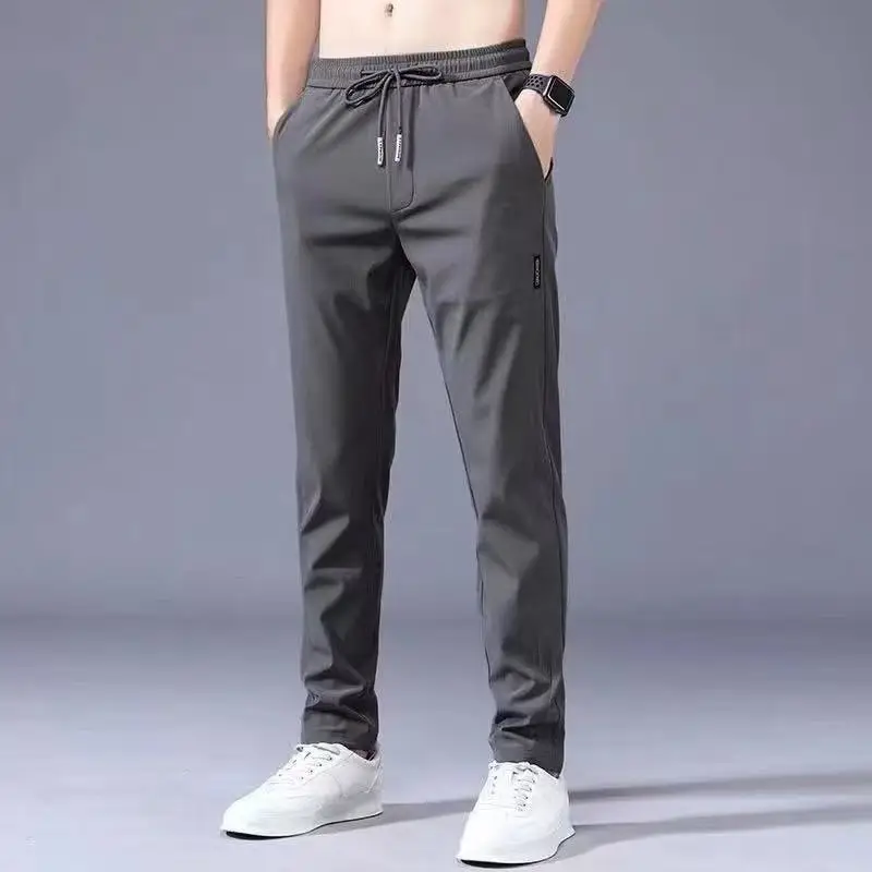Men Fleece Lined Straight Pants Plus Size Grey - Image 3