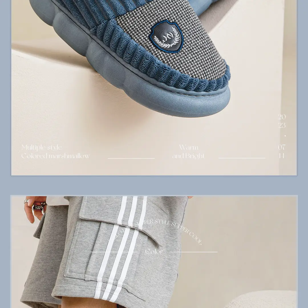 Lidani extra large size cotton slippers men's autumn and winter indoor home non-slip 2023 new couple wool slippers men — feature 15
