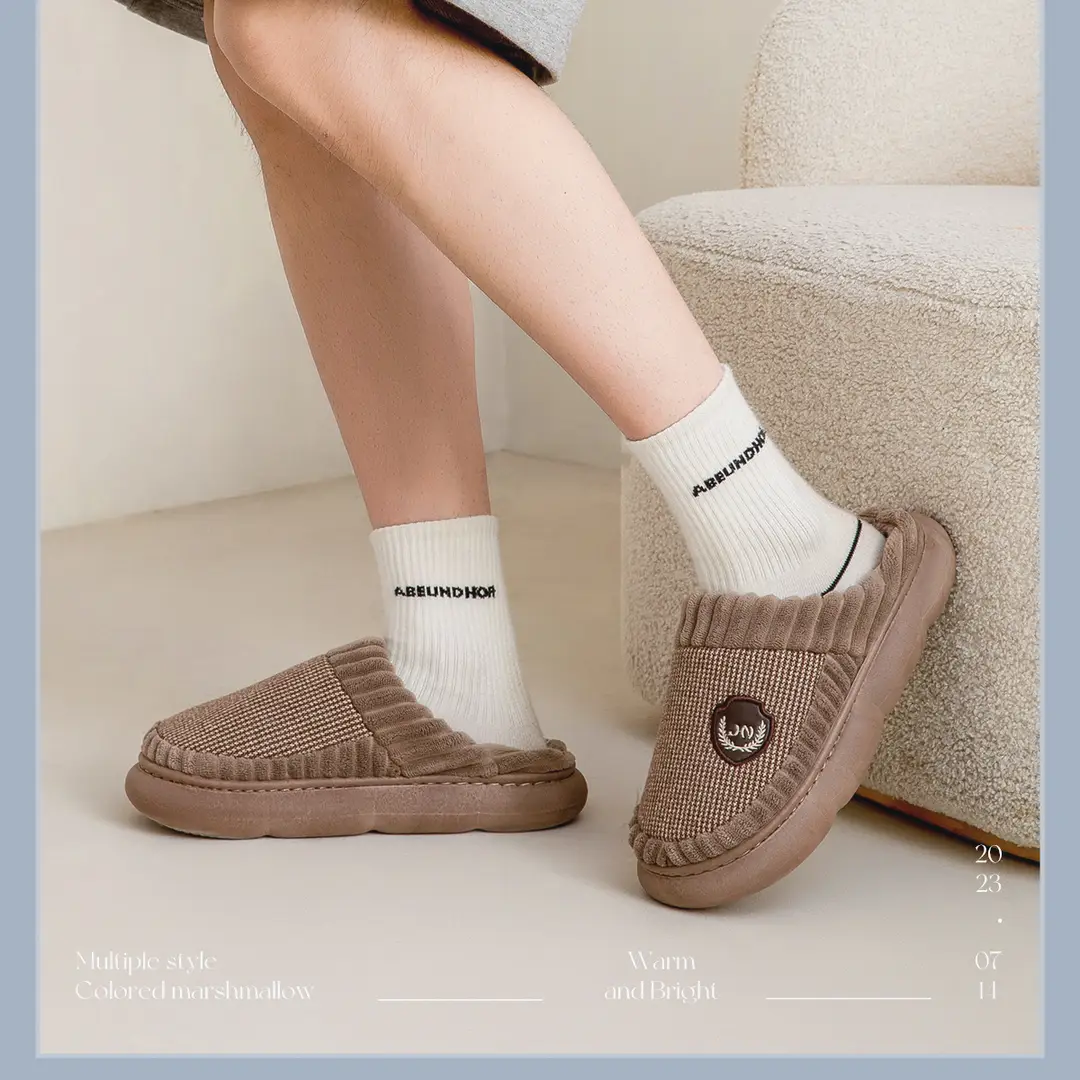 Lidani extra large size cotton slippers men's autumn and winter indoor home non-slip 2023 new couple wool slippers men — feature 16