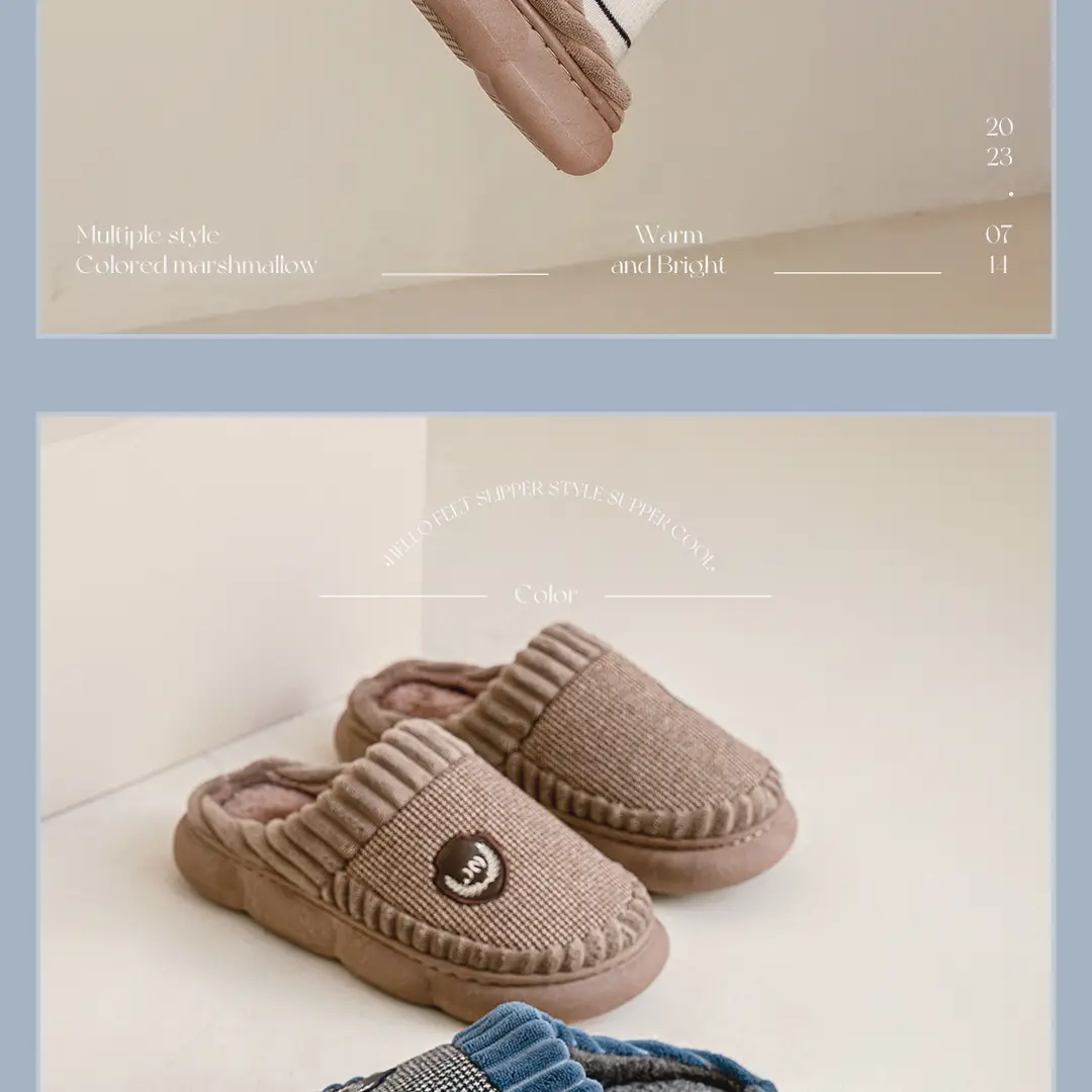 Lidani extra large size cotton slippers men's autumn and winter indoor home non-slip 2023 new couple wool slippers men — feature 18