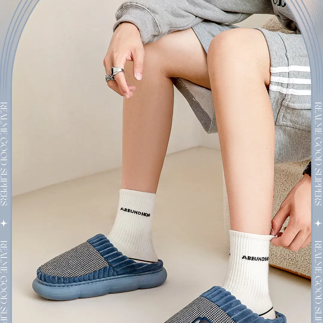 Lidani extra large size cotton slippers men's autumn and winter indoor home non-slip 2023 new couple wool slippers men — feature 3
