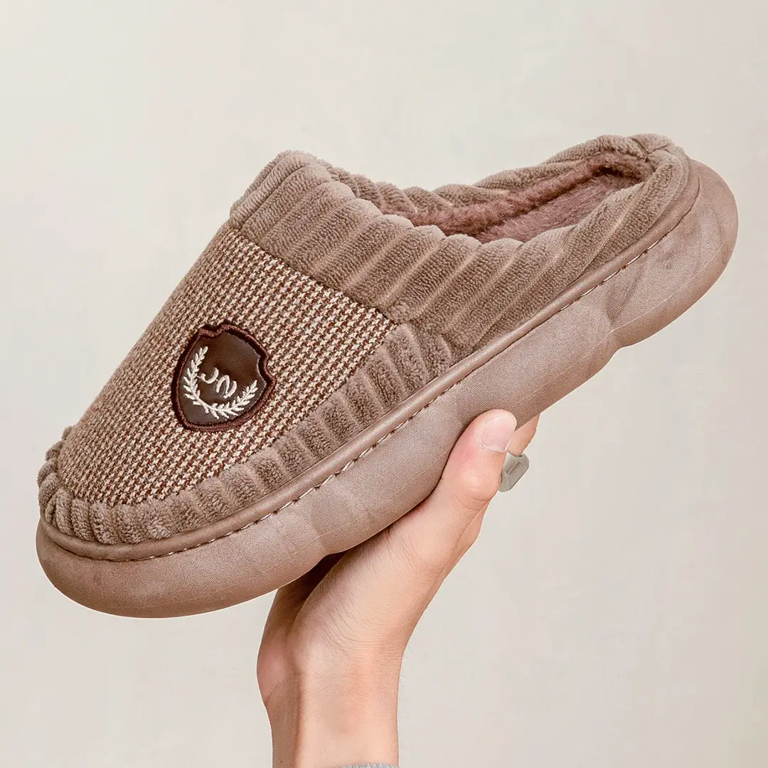 Lidani extra large size cotton slippers men's autumn and winter indoor home non-slip 2023 new couple wool slippers men - Image 2