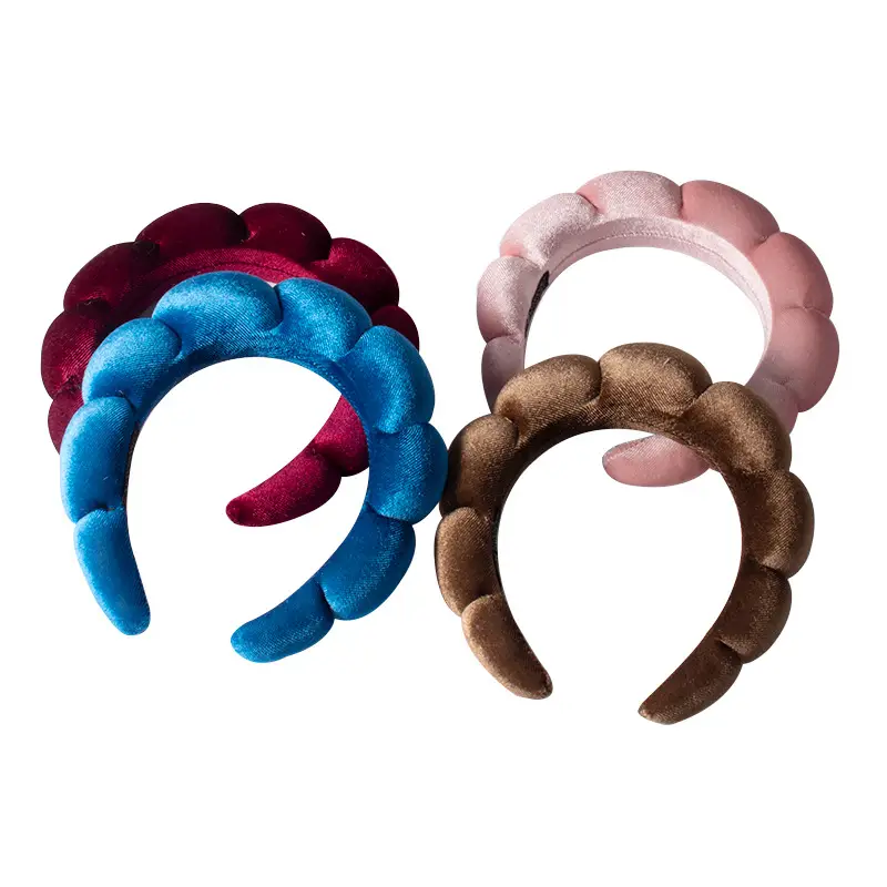 Sponge Hair Band Gold Velvet Three Piece Set - Image 88