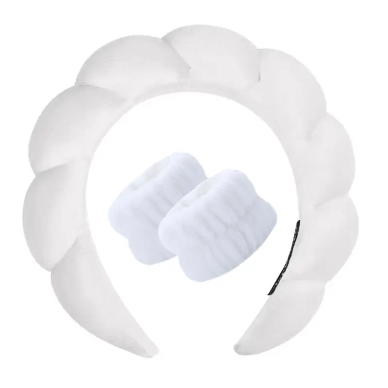 Sponge Hair Band Gold Velvet Three Piece Set - Image 17