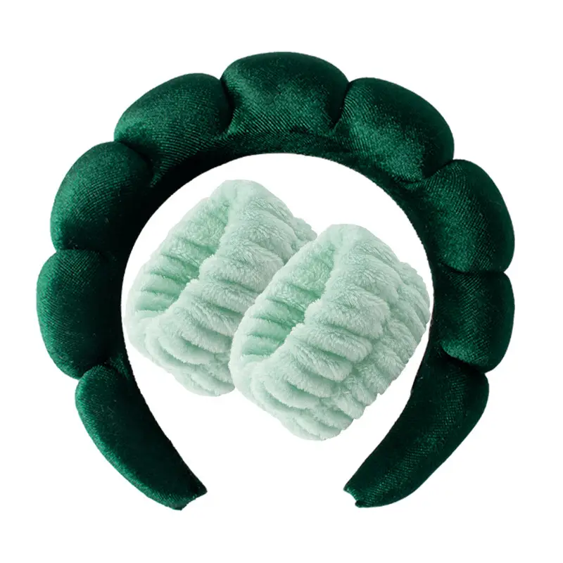 Sponge Hair Band Gold Velvet Three Piece Set - Image 22