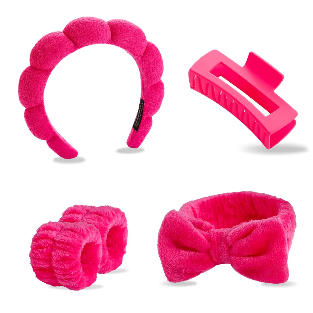 Sponge Hair Band Gold Velvet Three Piece Set - Image 41