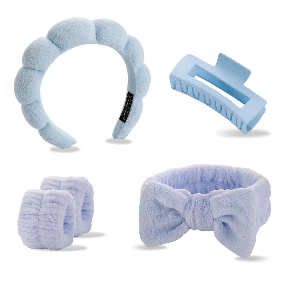 Sponge Hair Band Gold Velvet Three Piece Set - Image 45