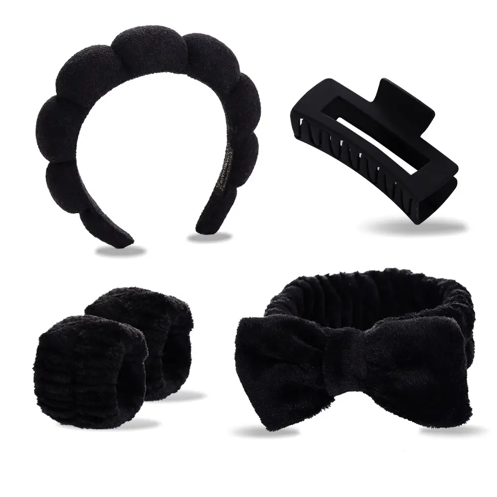Sponge Hair Band Gold Velvet Three Piece Set - Image 46